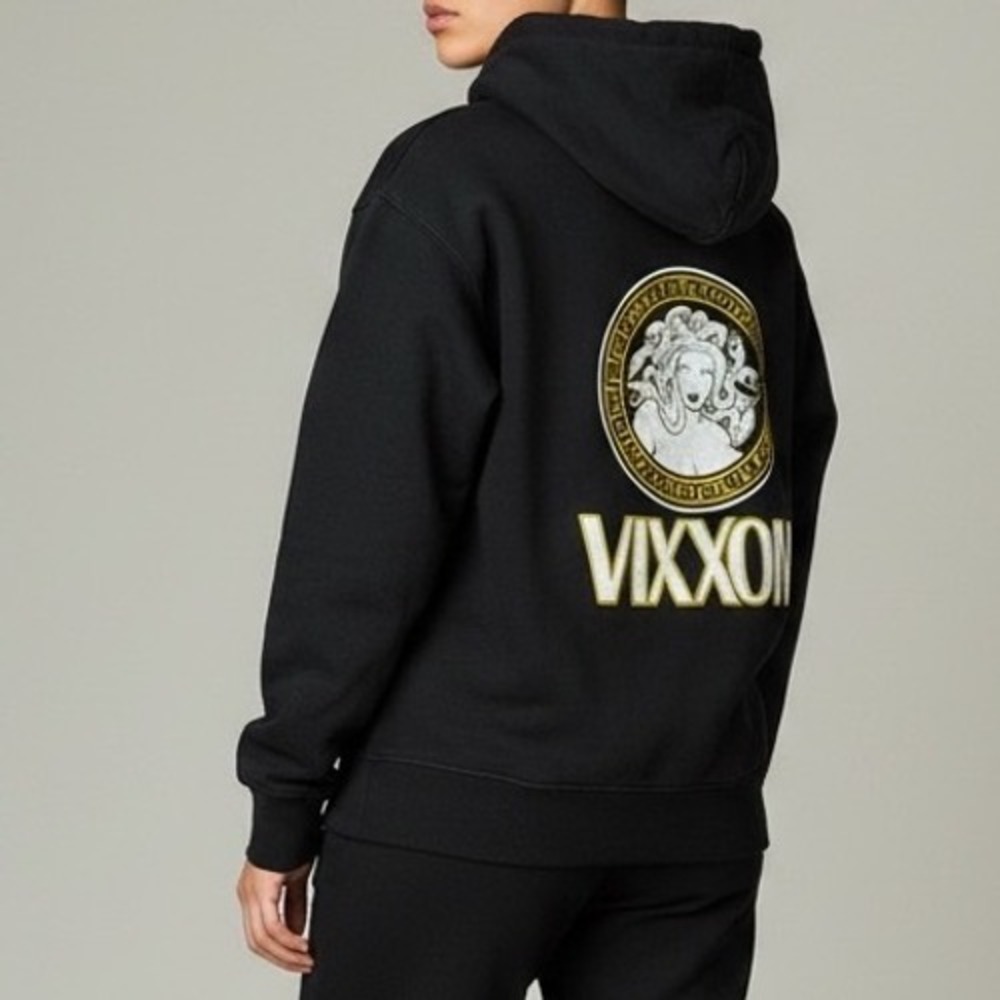 Vixxon‎ Womens Medusa Full Zip Hoodie Black Fleece Small goth streetwear edgy